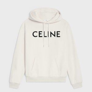 NWT CELINE LOOSE HOODIE IN COTTON FLEECE CREAM / BLACK size M